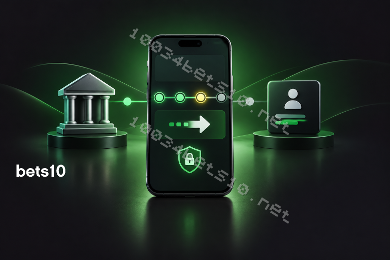 Koyu zeminde yeşil ışıkla çevrelenen telefon, Bets10 anında havale işlem durumunun kontrolünü simgeleyen aktarım ve güvenlik işaretlerini gösteriyor.