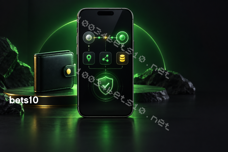 Koyu zeminde yeşil ışıkla aydınlatılan telefon ve dijital cüzdan, Bets10 kripto para yatırma öncesindeki adres ve ağ kontrolünü simgeliyor.