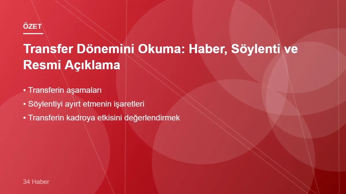 Transfer Dönemini Okuma: Haber, Söylenti ve Resmi Açıklama – ana başlıklar